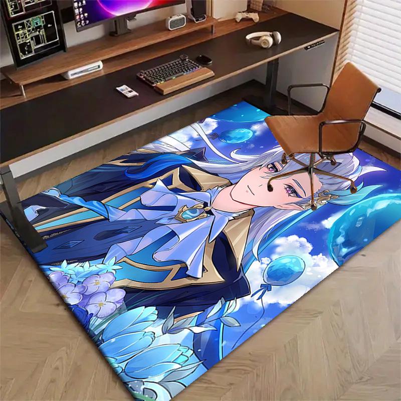 1pc Genshin Impact Neuvillette1 Design Printed Area Rug Carpet for Bedroom Living Room Home Decor Rugs Mat Non Slip Mat Rug for Bedside