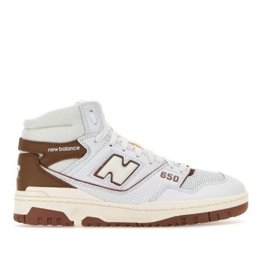 New Balance White And Brown Two Tone Leather Sneakers Bb650rgy Whibrimar