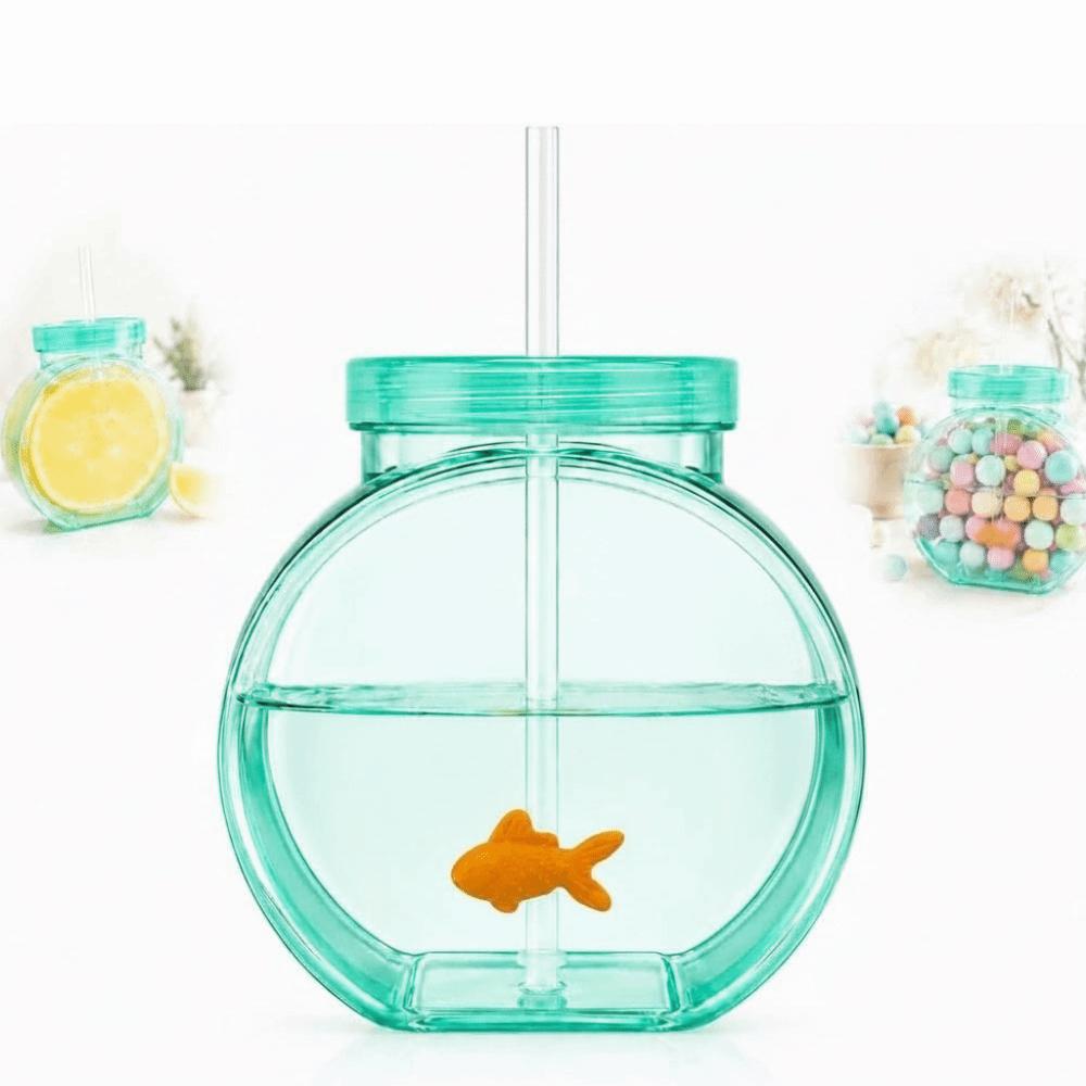 With Lid Plastic Fish Bowl Cup Translucent Green Drinking Purse Bottle  Parties Centerpieces