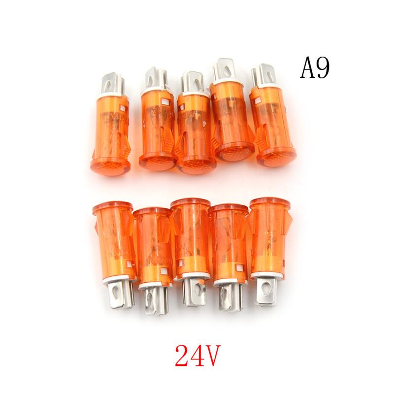10 шт. Сигнальная лампа 10 мм красная зеленая желтая лампа индикаторная лампа 12 В 24 В 220 В