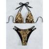 Черный Золотой Змеиный Бикини Металлизированный Бронзовый Готический Купальник Пуш-ап Без спинки Экстремальный Стринги Купальник Женский Пляжный Купальник