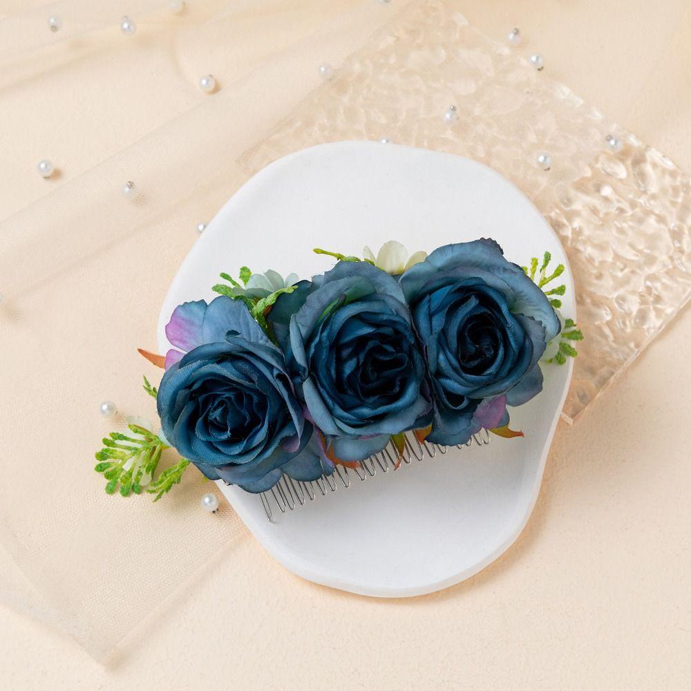 Свадебные аксессуары для волос Цветочный лист Расческа для волос Цветочная расческа для волос Свадебные украшения для волос с кристаллами
