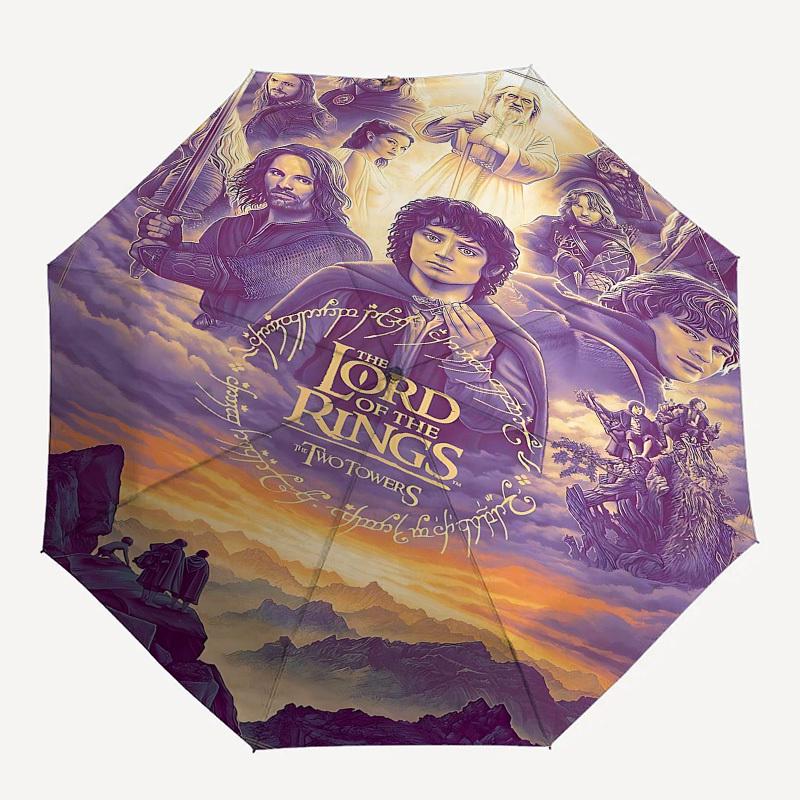 1pc The Lord of the Rings Two Towers Automatic Folding Umbrella - Compact 8-Rib Design, Durable Plastic & Iron1232L