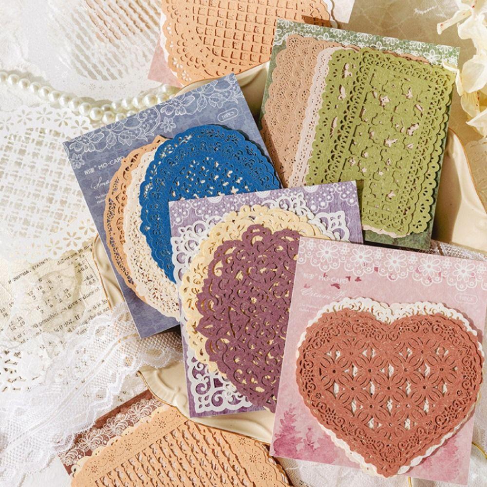 10pcs/pack Hand Made Hand Lace Lace Paper Hollow Out Collage Paper DIY Scrapbooking Background