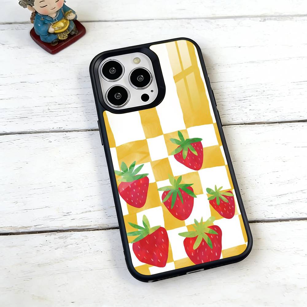 Японский корейский милый чехол для телефона со клубникой для iPhone 17, 16, 15, 14, 13, 12, 11 Plus, Pro, магнитный с Magsafe, беспроводная зарядка