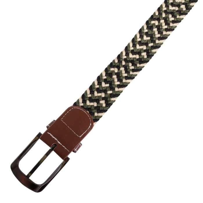 Ceinture textile - XXL - 100 cm - Polyester & simili cuir - Vert foncé