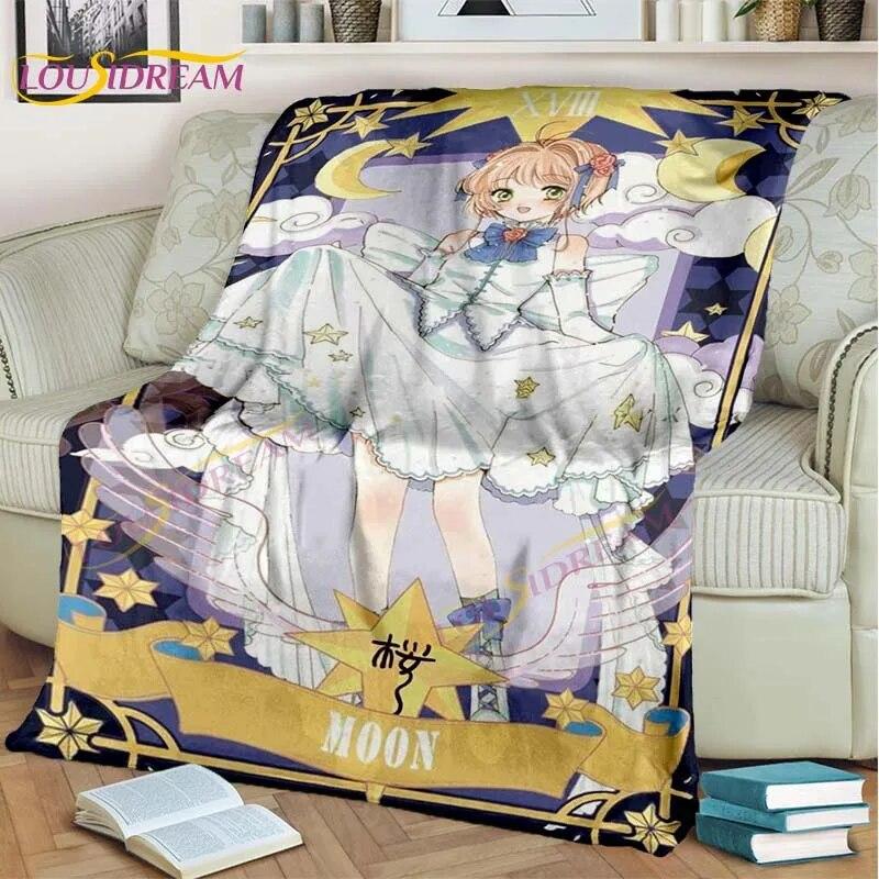 Одеяло с аниме-картой Captor Sakura, мультяшное одеяло Sakura-Star Crest, фланелевое одеяло, розовое одеяло для дивана-кровати, декор комнаты для девочек