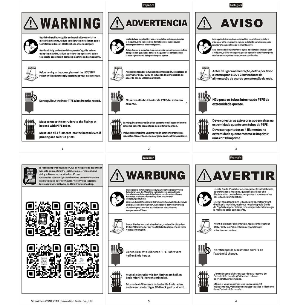 ZONESTAR Z8PM4 PRO FDM 3D принтер 300x300x400 мм область построения 4IN1OUT полностью металлический экструдер смешанный цвет