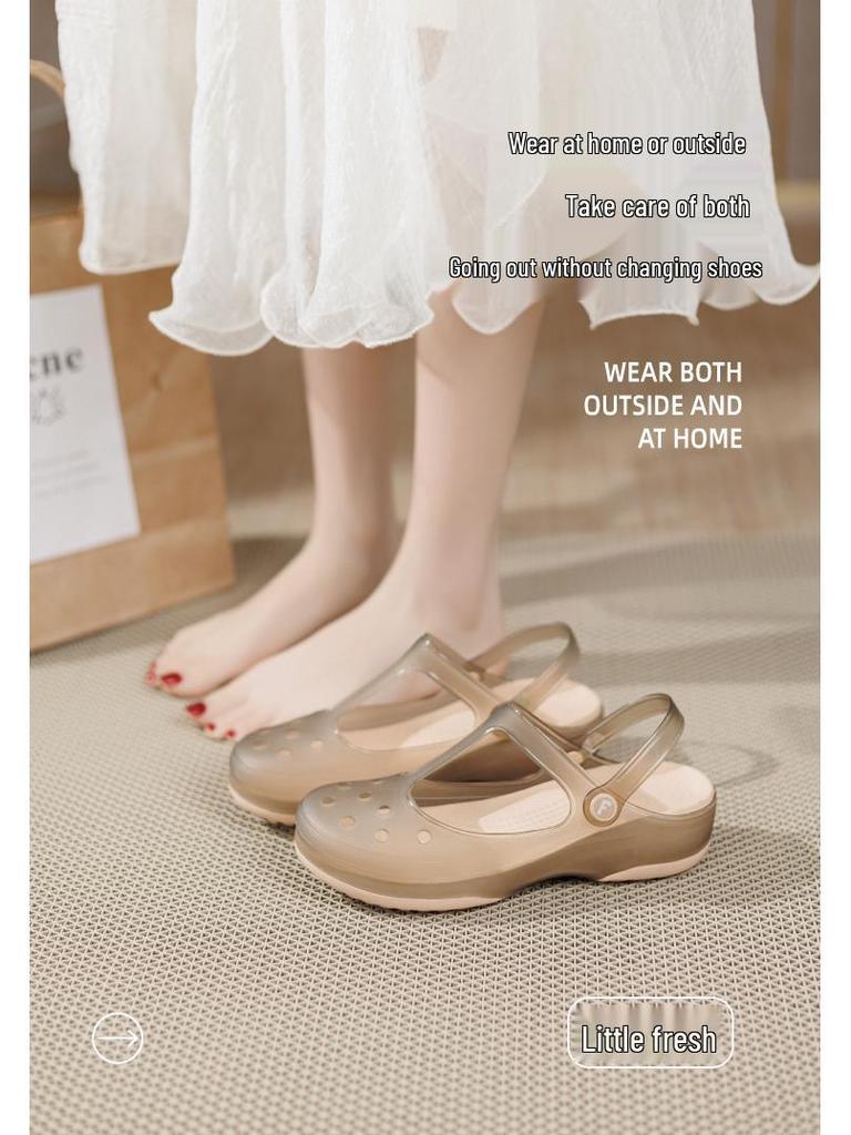 Женские прозрачные сандалии Мэри Джейн, лето 2025: Мягкая подошва, Нескользящие, Идеально для пляжа или сада