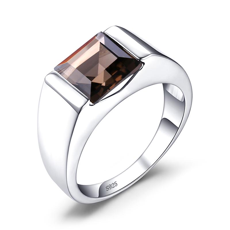 JewelryPalace Натуральный Дымчатый Кварц Созданный Рубин Сапфир Имитированный Изумруд Кольцо из Стерлингового Серебра 925 пробы для Мужчин Ювелирные Изделия с Драгоценными Камнями