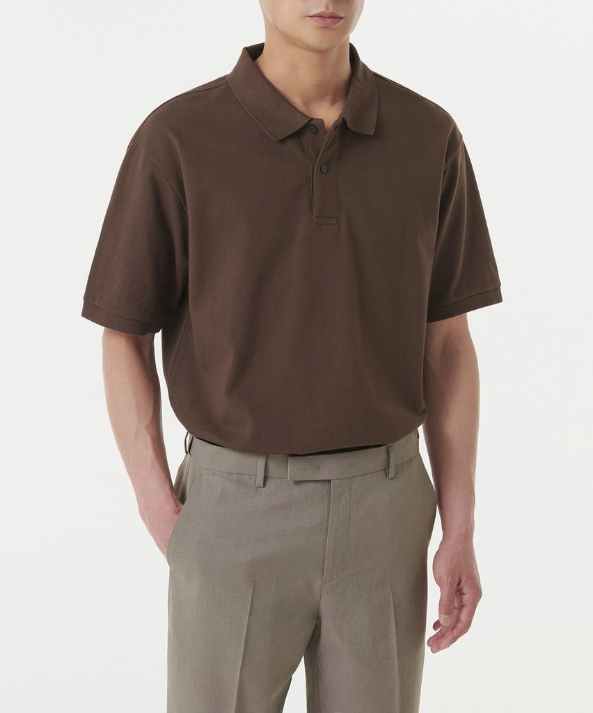 MUSINSA STANDARD Relaxed Fit Pique Polo Shirt [Baroque Brown]