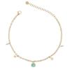 [R4488] - Golden Green 'Cléopatra' Steel Ankle Chain (amazonite) - 25cm - 8mm