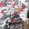 Ink Plum Blossom Flower Plant Tulle Sheer Curtains for Living Room Decoration Window Curtain for Bedroom Voile Organza Drapes