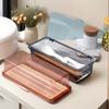 Chopstick Box with Cover Dust-Proof & Drainable Plastic Utensil Organizer Tension-Mounted Kitchen Storage for Countertop