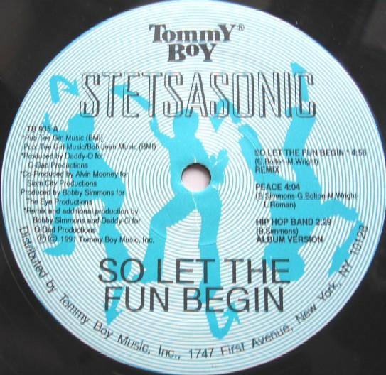 12-дюймовая пластинка STETSASONIC So Let The Fun Begin Хип-хоп группа TB935 Tommy Boy 1991 США Рэп ХипХопРБ Б/у