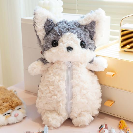 Plush Corgi Pencil Case Large Capacity Stationery Box Creative Animal Stationery Organizer for Pens Pencils Erasers