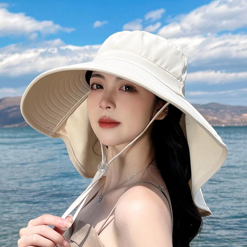 Summer Fashion Floppy Sun Hat With Ponytail Opening Uv Protection For Casual Outdoor Wear