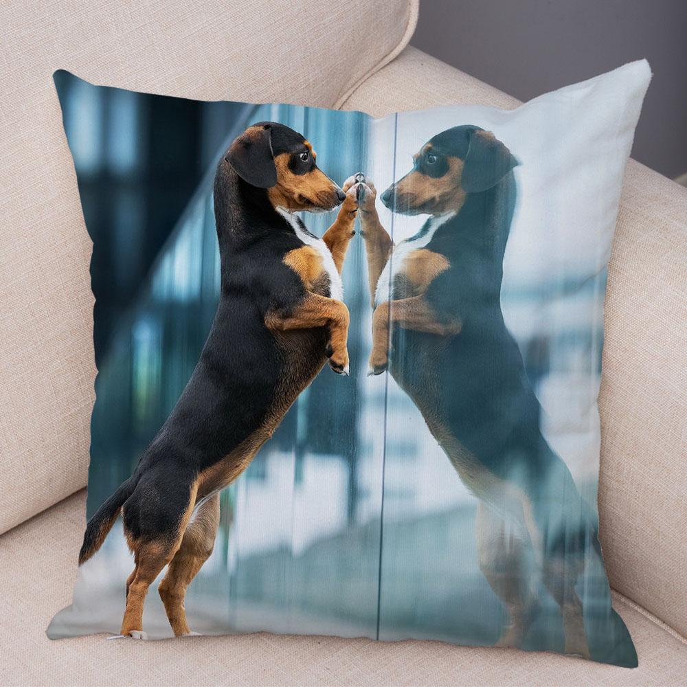 Mini Dachshund Cushion Cover Decor Pet Animal Pillowcase Sofa Home Children's Room Pillowcase