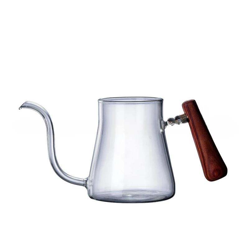Household Heat-resistant Glass Coffee Hand Brewing Pot Coffee Pot Set of Fine Spout Pot 600ML Glass Coffee Pot Household Lug Pot