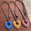 Versatile High-end Personality Volcanic Stone Hollow Love Leather Rope Long Ins Niche Simple Sweater Chain Women