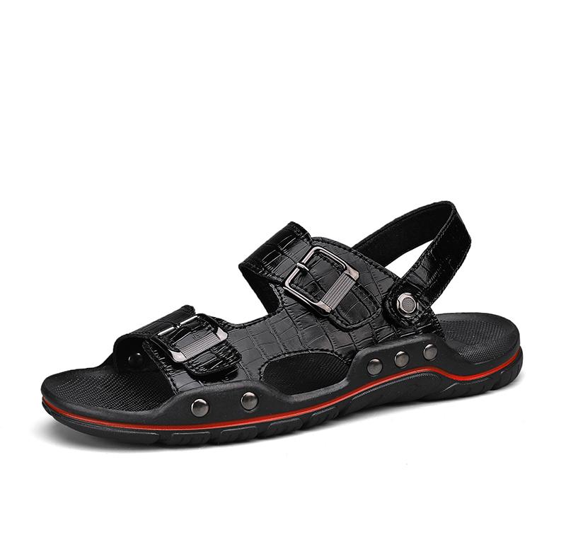 Fashion Fashion Leather Luxury Sandals Men's Summer Walking Shoes Brand Casual Beach Sandals Men Outdoor Walking Flats Man Brand Shoes