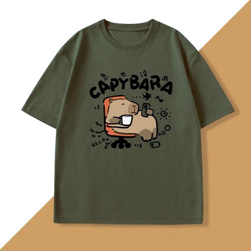 Funny Capybara TShirt Lazy Cute Animal Capybara T Shirts Funny T Shirt WOMEN Cotton Oversized Unisex Short Sleeve Tee Clothes