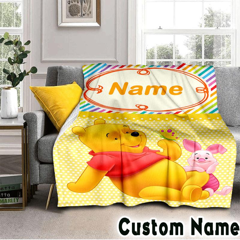 Custom NameLittle yellow bear and friends Blanket Flannel for Sofa, Indoor, Camping, Living Room, Office, Chair, And Bed Soft Birthday Christmas Gift