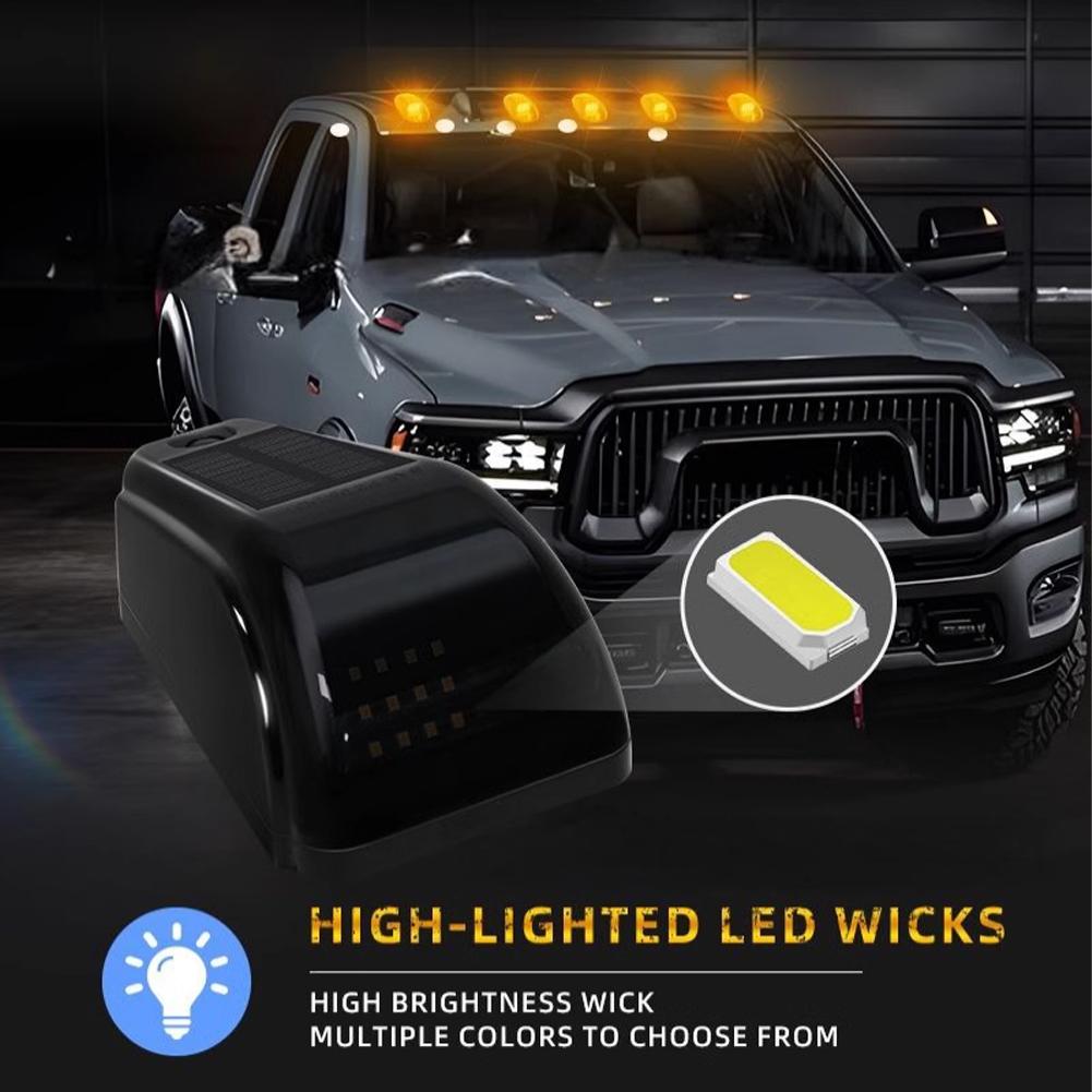 1PC 12LED Car Roof Lights Solar Powered Flashing Lights Cab Punch-Free for Truck Pickup