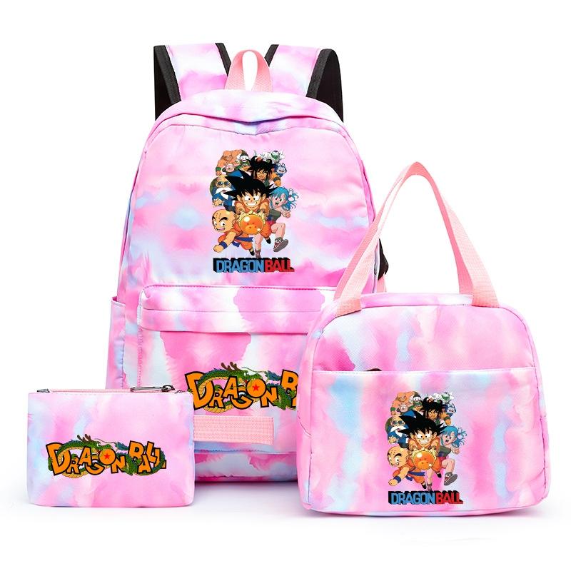 3Pcs/set Anime Dragon Ball Backpack for Girls Boys Back To Schoolbag with Lunch Bag Student Bookbag Men Women Travel Bag Mochila
