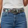 Flower Floral Belt Printed Retro Waistband Personality PU Leather Waistband  Party