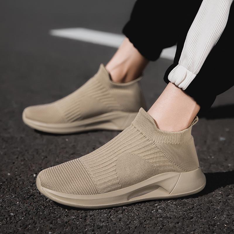 Мужские легкие кроссовки-носки из флайнита 2023 года: Дышащая, Слипоны, Повседневная спортивная обувь для весны и лета