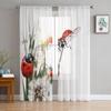 Одуванчик Божья коровка Белый Оконный Декор Тюль Современные Прозрачные Шторы для Кухни Гостиной Спальни Шторы Украшения