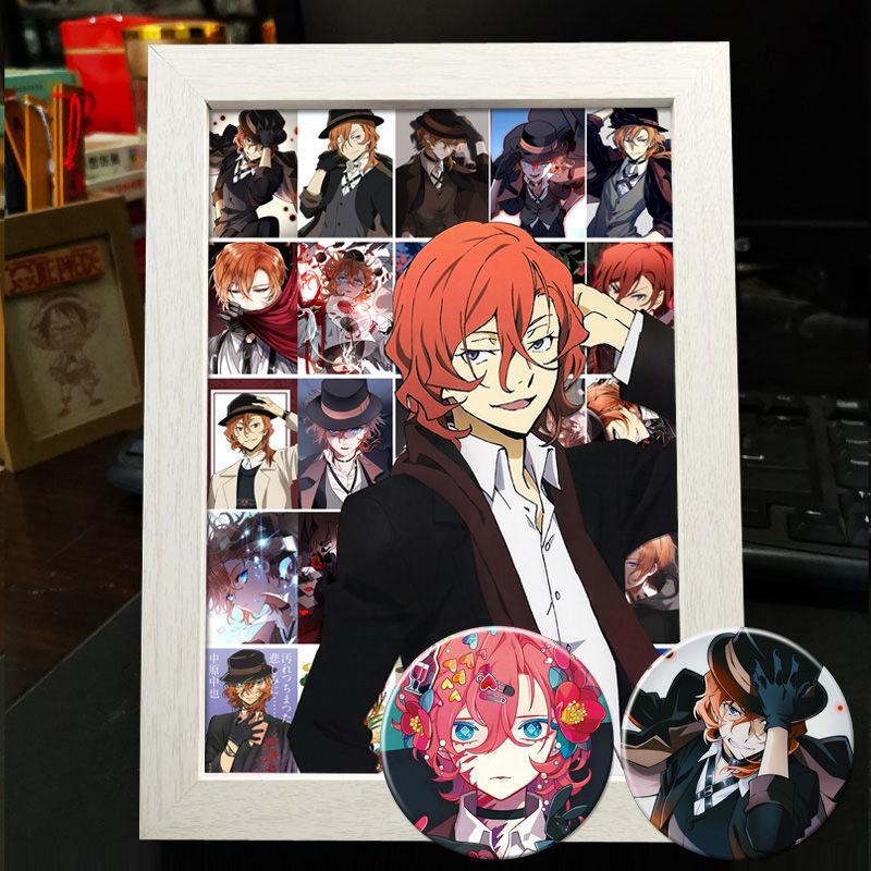 Рамка для фото в стиле аниме Bungo Stray Dogs: Дазай Осаму, Рюносуке Акутагава, Накахара Чуя - готовый стенд для фотоколлажа в подарок
