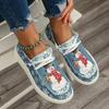 Рождественский снеговик, принт с оленями, лоферы, новая модная шнуровка, вулканизированная обувь, парусиновые женские туфли на плоской подошве, zapatos