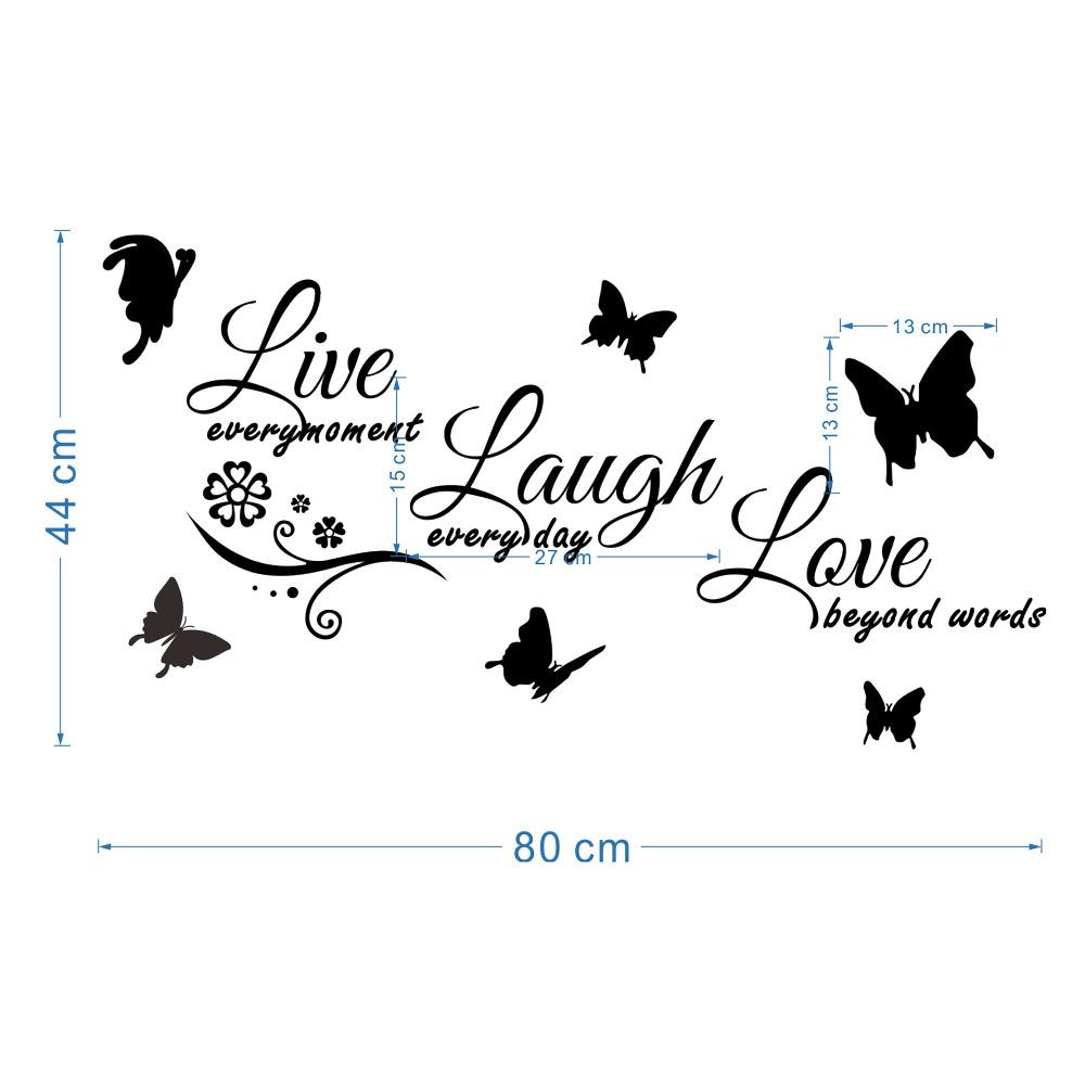 Розовое золото Live Laugh Love Бабочка Акриловое Зеркало Настенные Наклейки 3D DIY Самоклеящиеся Декор для Дома