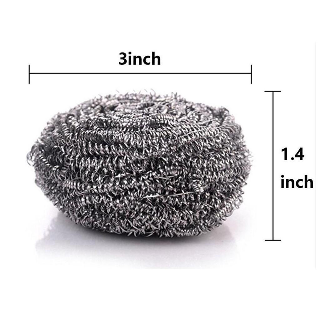 6PCs Stainless Steel Sponges Scrubbing Scouring Pad Steel Wire Ball Scrubbers
