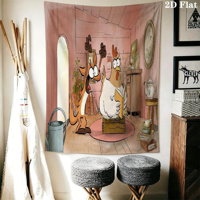 Big Bad Fox Farm Wall Hanging Printed Fabric Blanket Decorative Tapestries for Bedroom Living Room Home Decor