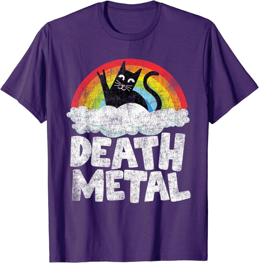Funny Cat Rainbow Heavy Metal Musical Goth Band Unisex T-Shirt