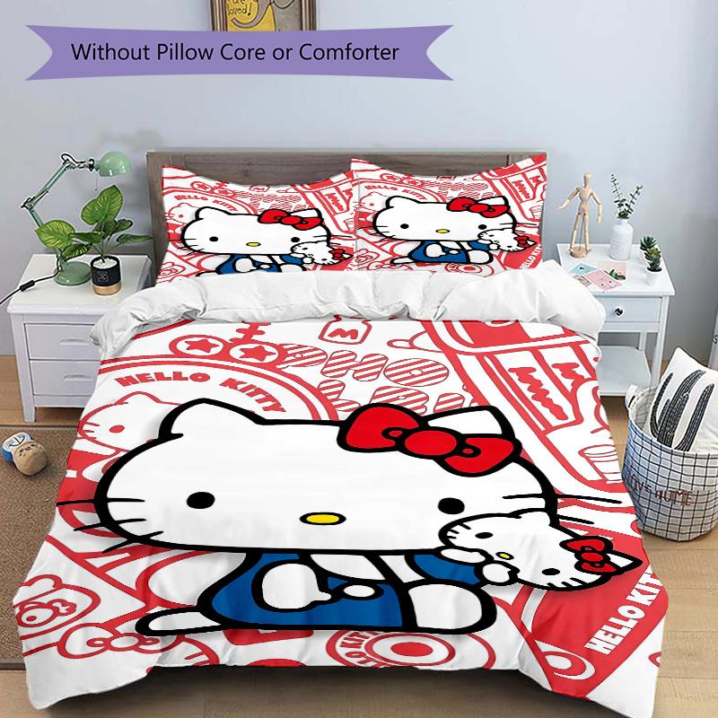 3 шт. Милый дизайн Hello Kitty Печатный комплект одеял Мягкое и удобное покрывало для спальни, гостевой комнаты Комплект постельного белья W022