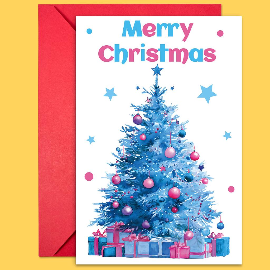 10PCS Large Christmas Greeting Cards with Envelopes, Watercolor Xmas Tree Cards for Holiday & New Year Gifts