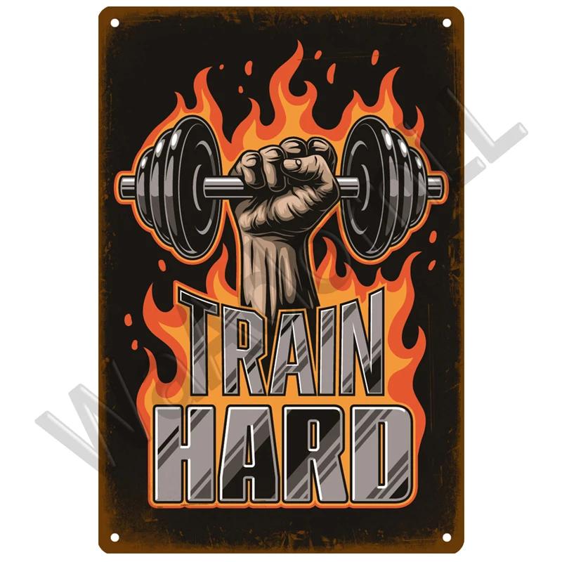 Вывеска для спортзала, металлическая вывеска, винтажный металлический плакат, металлическая табличка для тренировок, настенный декор для мужчин, жестяная вывеска для спортзала в пещере, декоративная тарелка для фитнеса