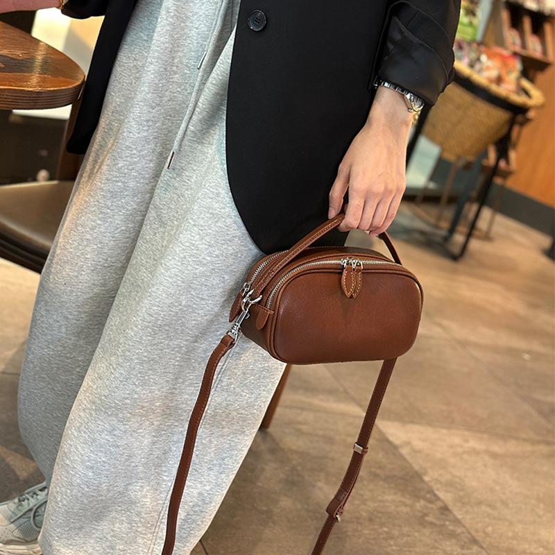 Женская сумка из натуральной кожи, многослойная, вместительная, стильная и простая сумка через плечо с верхним слоем