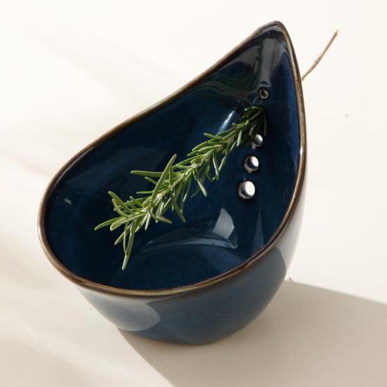 Керамическая миска-очиститель для кинзы с 5 отверстиями для очистки, гладкая, глазурованная, безопасная для посудомоечной машины, инструмент для очистки листьев, кухонный инструмент