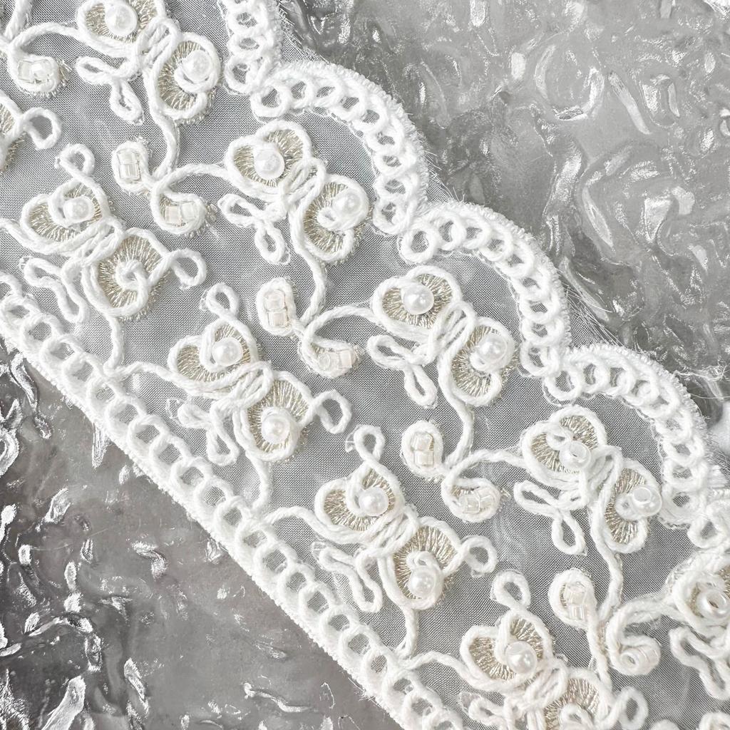 5.5Cm White Handmade Beads Strand Barcode New Chinese Clothing Cuffs Neckline Belt Decorative Lace Accessories