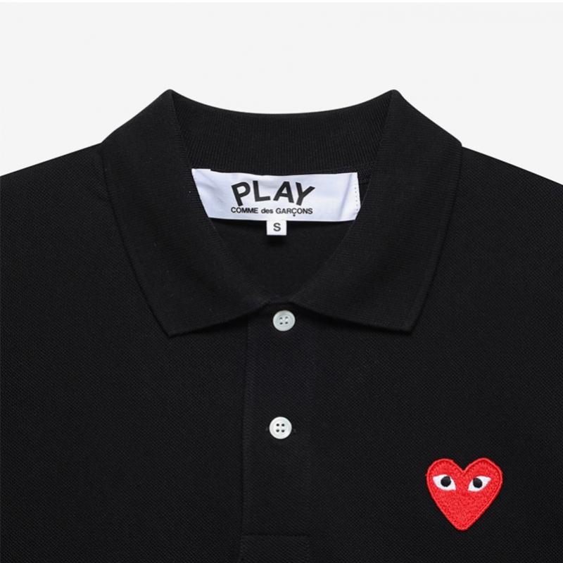 Comme Des Garons Play Красное Сердце Аппликация Поло Футболка Ax T006 051
