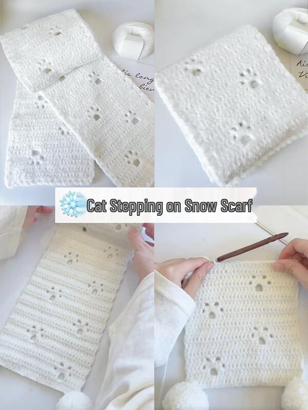 Hand-Knitted Cat Design Winter Scarf