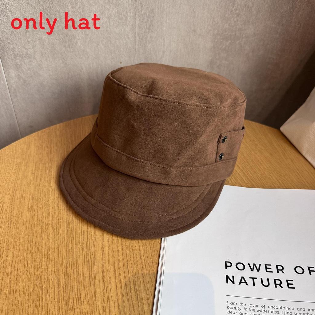 Solid Fashion Color Suede Women Casual Flat Top Hat For Autumn Winter And