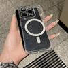 Роскошный блестящий чехол Magsafe для беспроводной зарядки iPhone 15 14 13 12 11 ProMax, ударопрочный прозрачный магнитный мягкий бампер