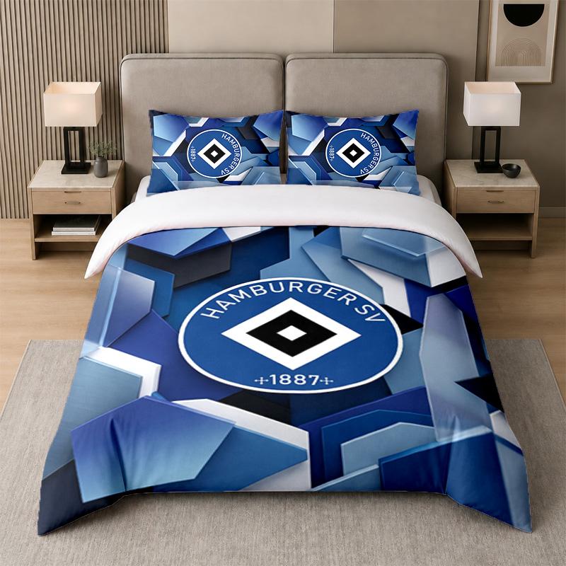 3Pcs Bedding SetHamburger SV Football Soft Bed Sheet and Two Pillowcases Home Bedroom Decor