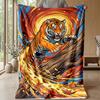 Tiger in Autumn Leaves Theme blanket Lightweight Warm Flannel Blanket Decorative Throw Blanket for Home Decoration